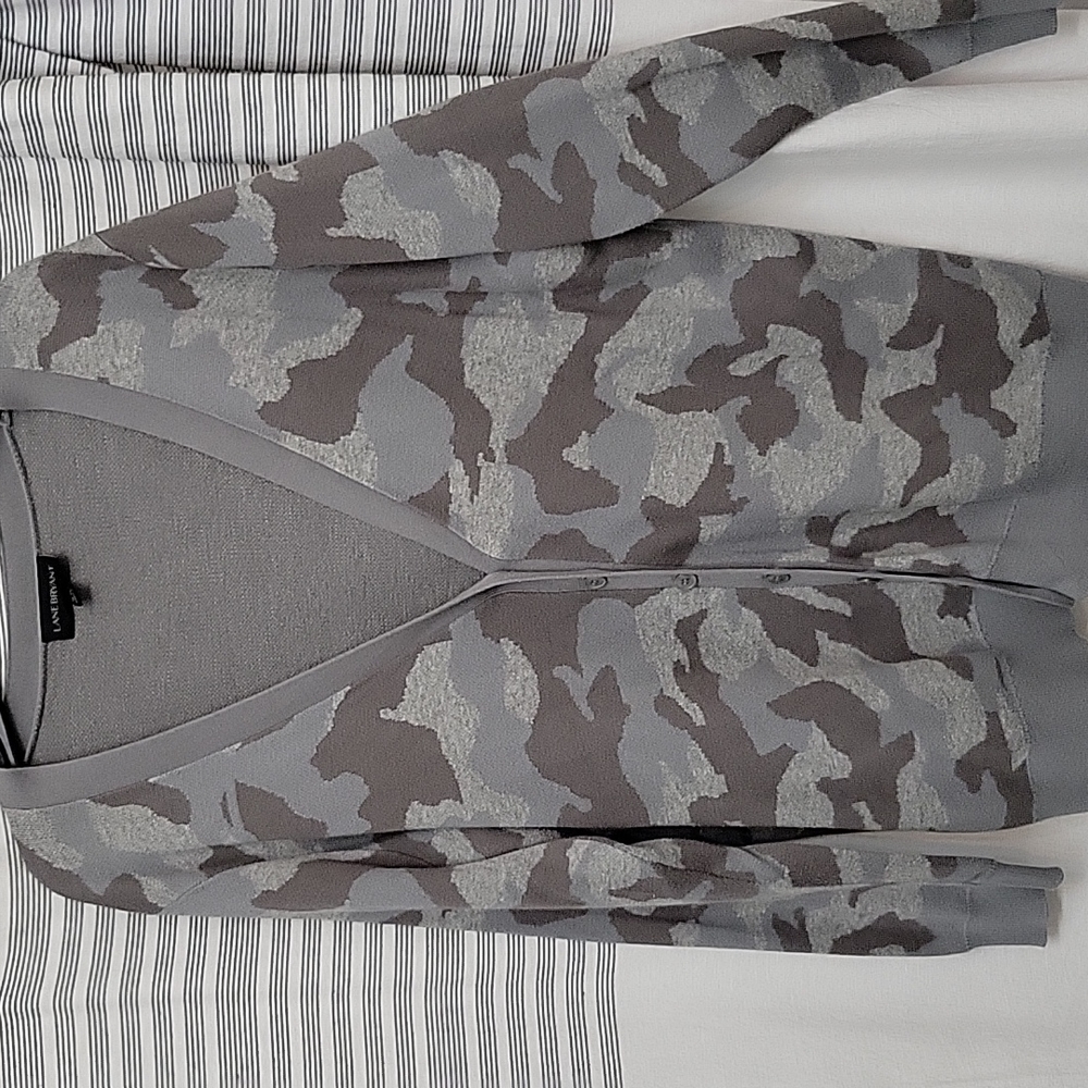 Lane Bryant Camo Button Front cardigan